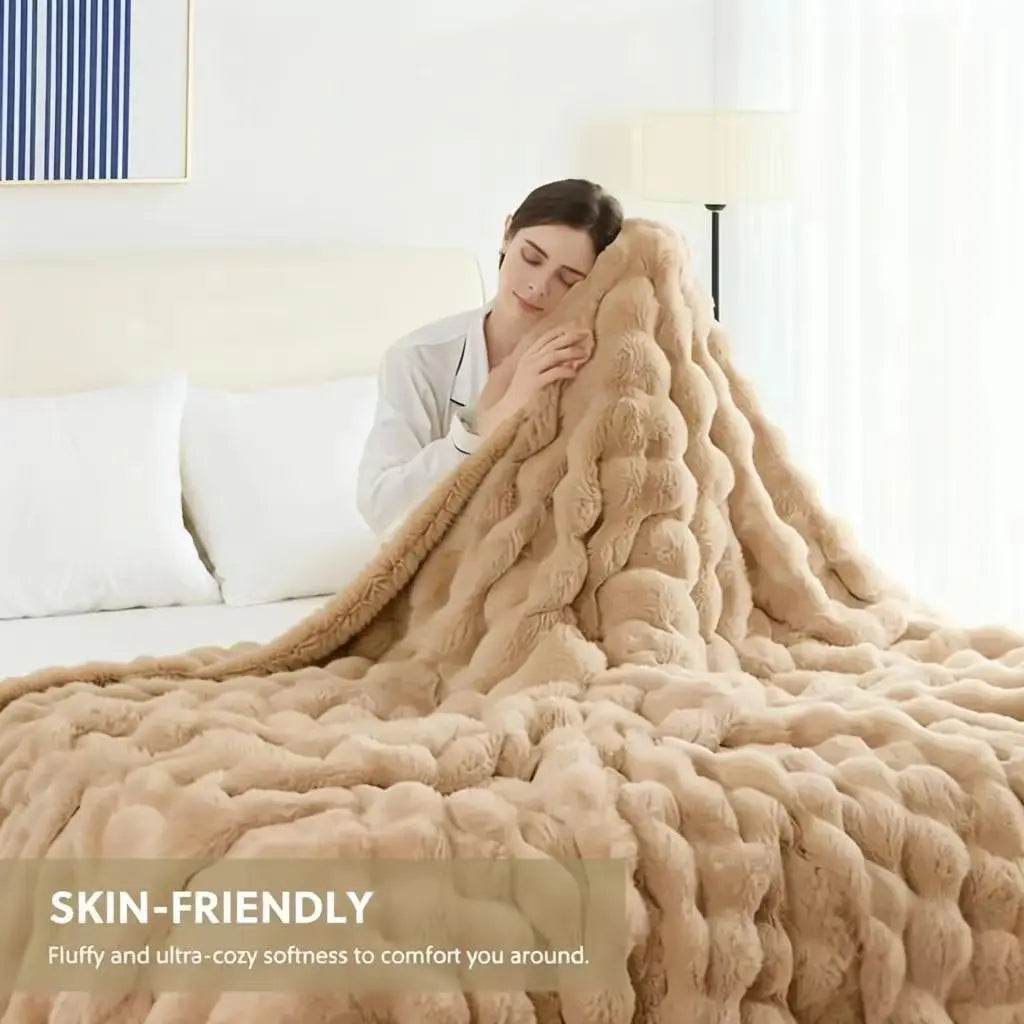 Rosekind Ultra Soft Faux Fur Rabbit Blanket For Home Decor
