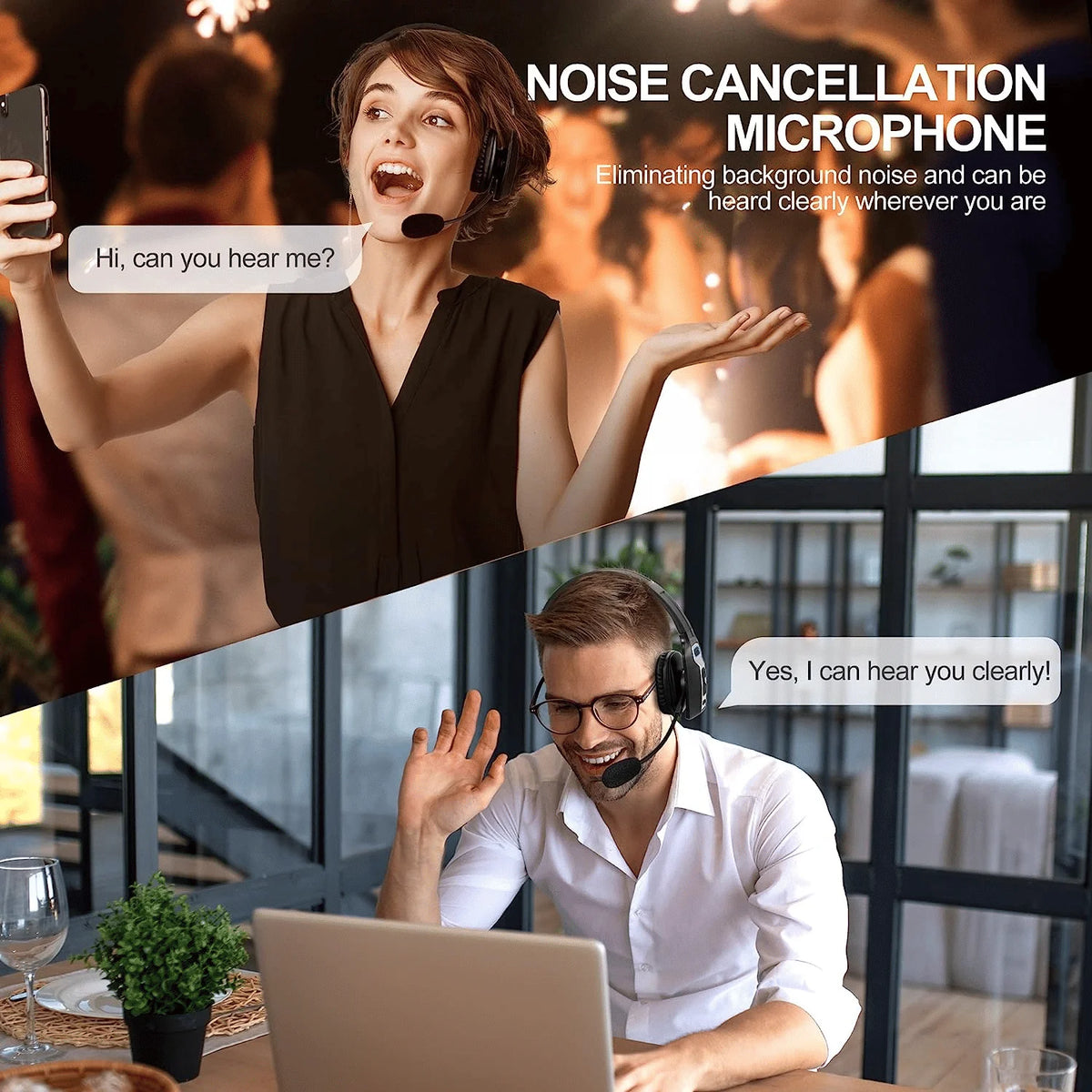 Trucker Bluetooth Wireless Headset With Noise Cancelling Mic For Phones PC