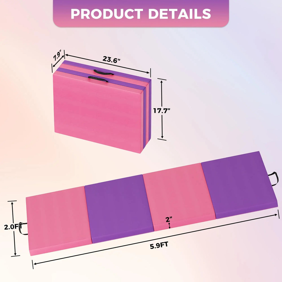 HiMISS Portable Folding Gymnastics Exercise Mat For Home Yoga Fitness