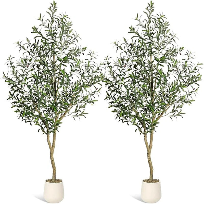 HiMISS Olive Trees Artificial Indoor Faux Silk Plant Potted in Planter
