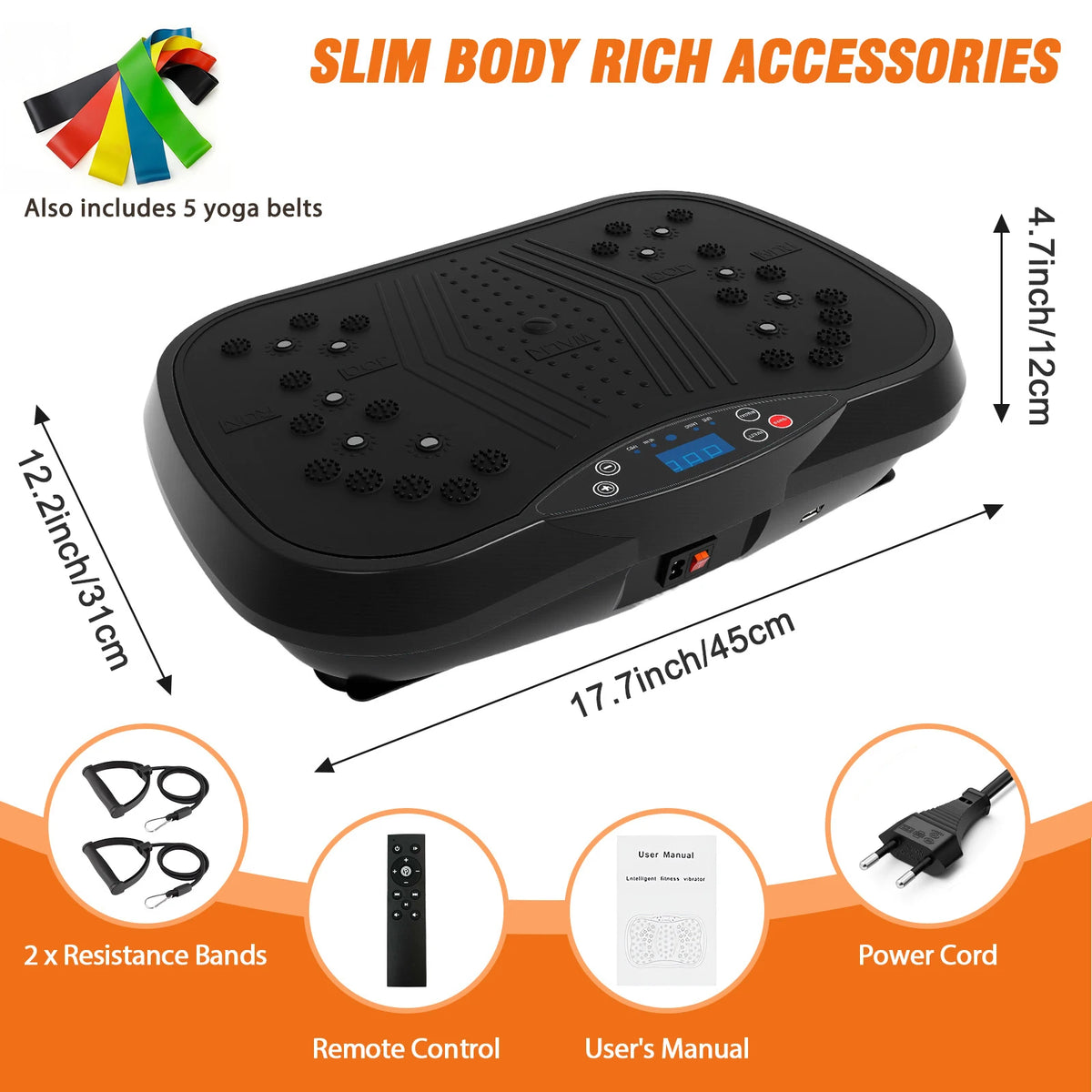 Portable Vibration Plate Exercise Machine With Bluetooth Bands And Yoga Straps