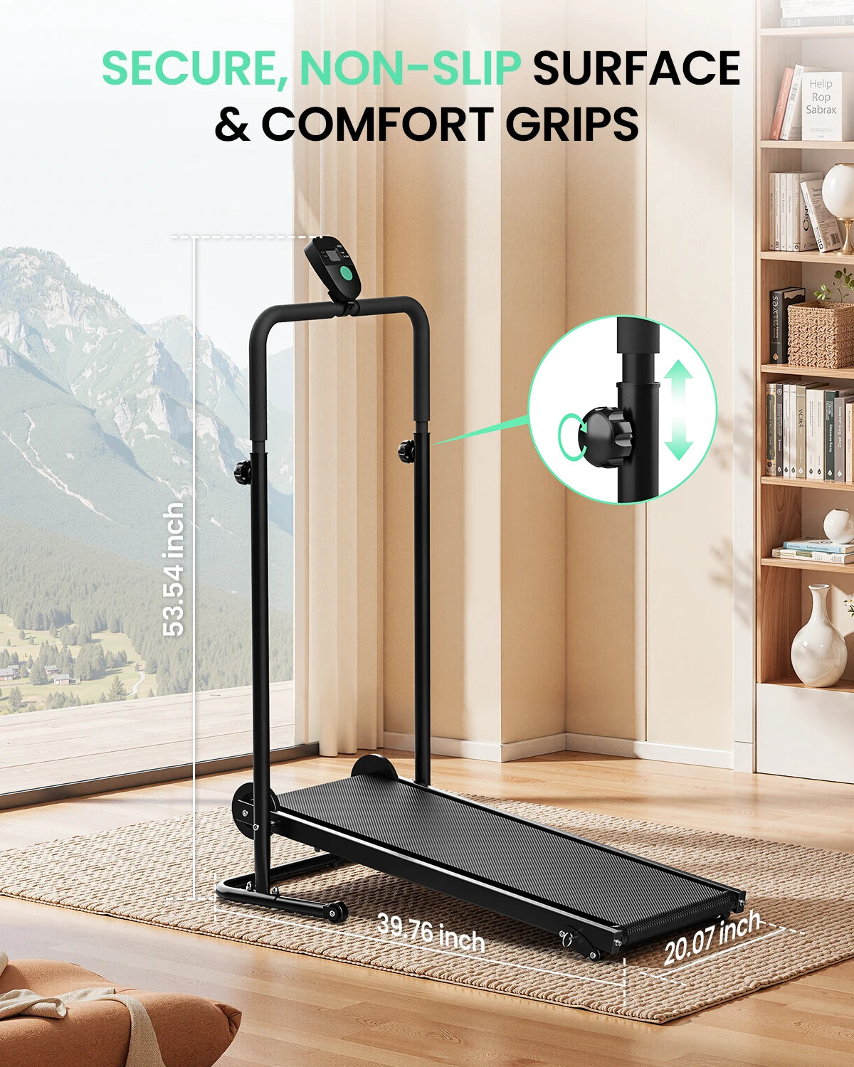 Akluer Motorless Treadmill With Adjustable Incline And LCD Display
