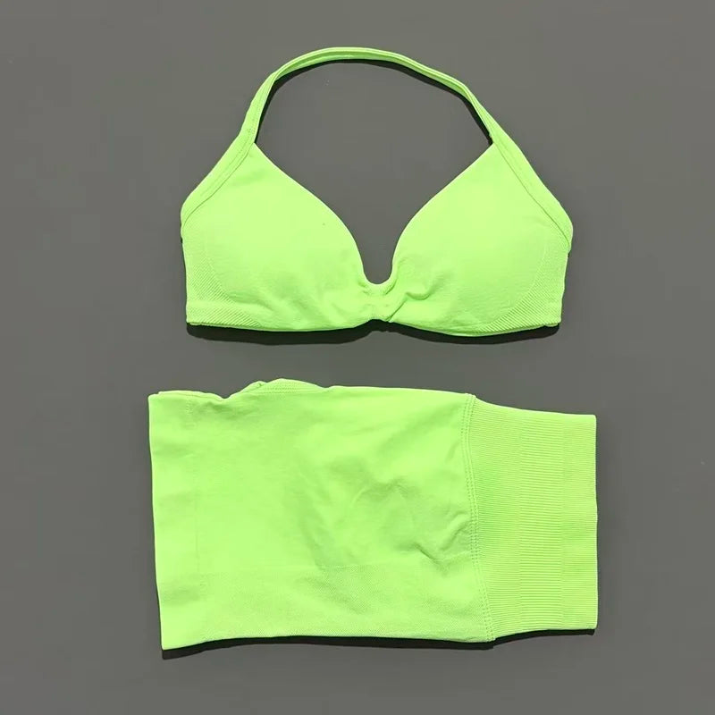 Histello Women Seamless Two Piece Yoga Gym Fitness Set