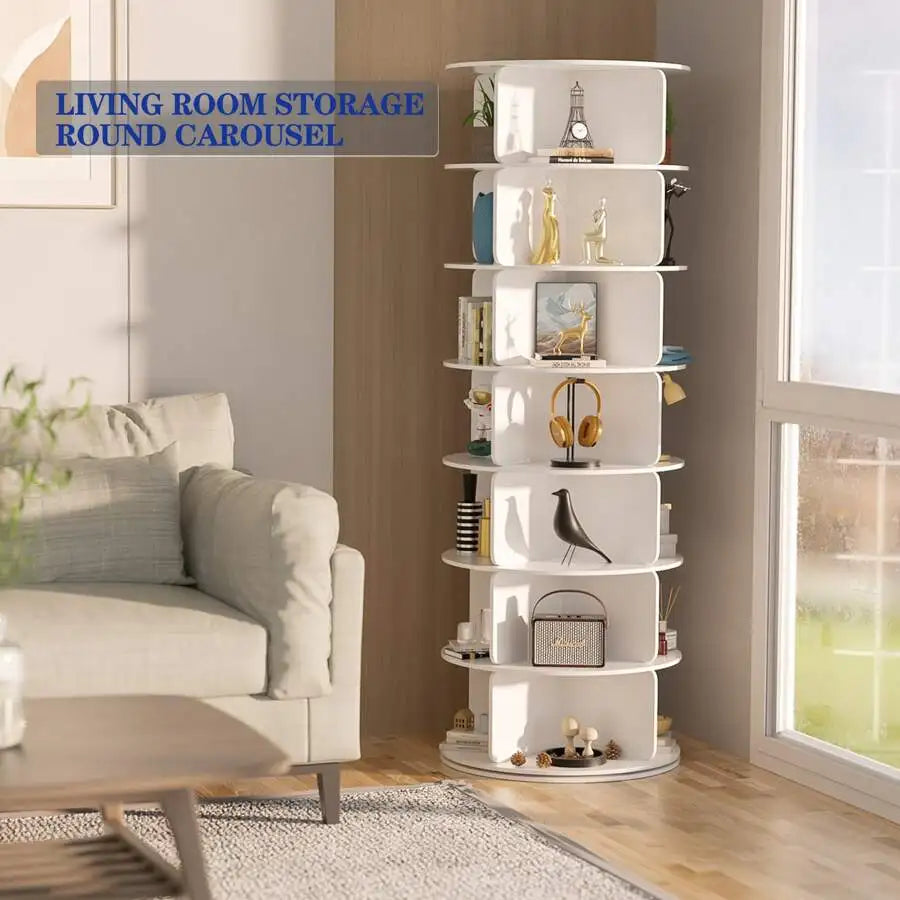 7 Tier Rotating Shoe Rack Tower, Free Standing 360 ° Shoe Organizer Lazy Susan, Bag Display Rack Storage Round Carousel, Neat And Elegant Shoe Storage Solution
