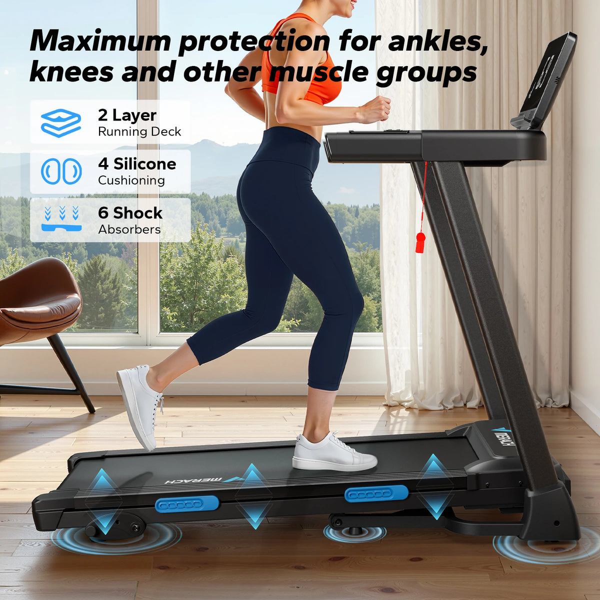 Merach Foldable Treadmill With Incline And Heart Rate Monitoring