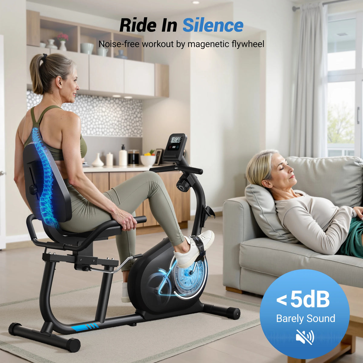 MERACH Magnetic Recumbent Exercise Bike With Bluetooth Connectivity