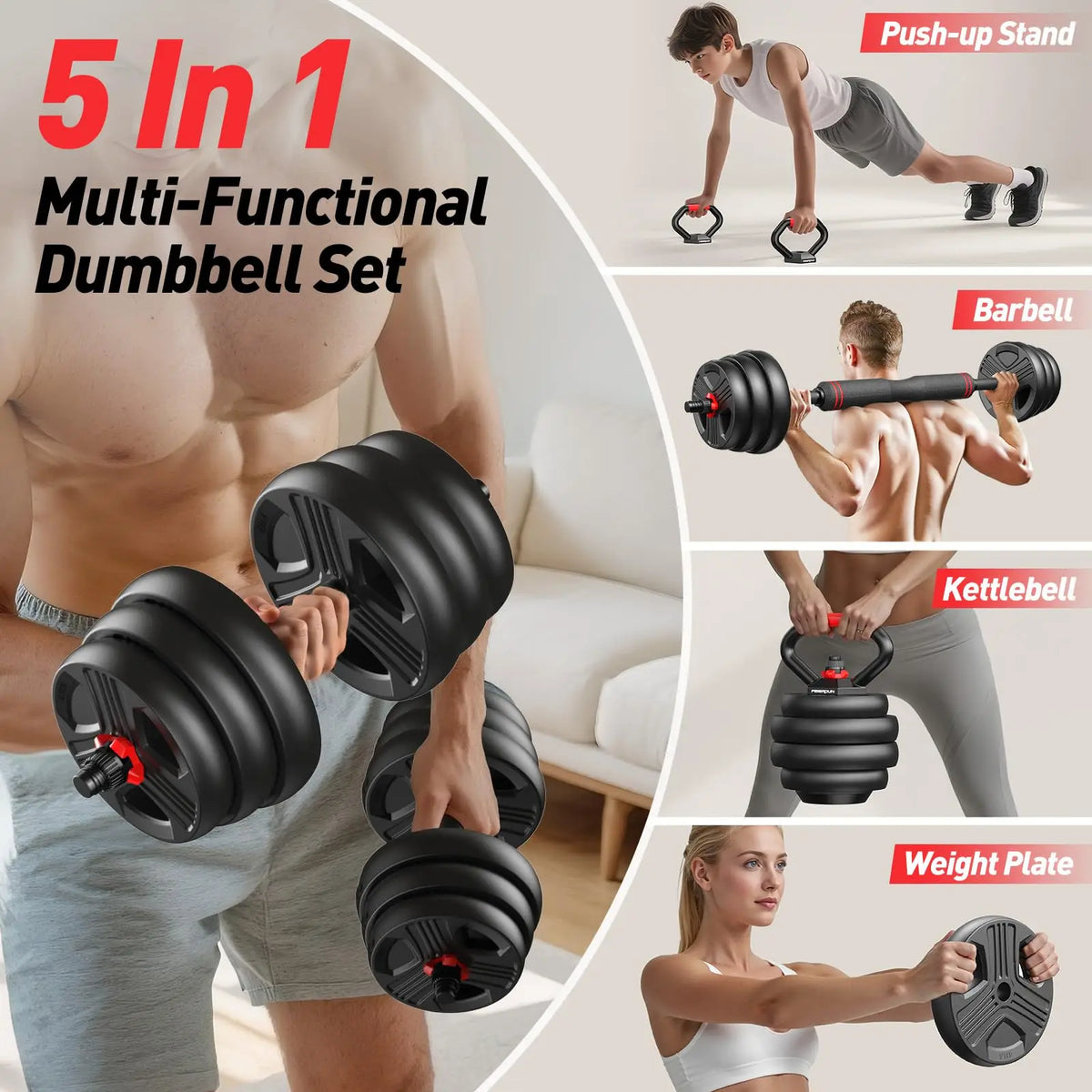 FED Fitness Adjustable Multi Function Dumbbell And Barbell Set