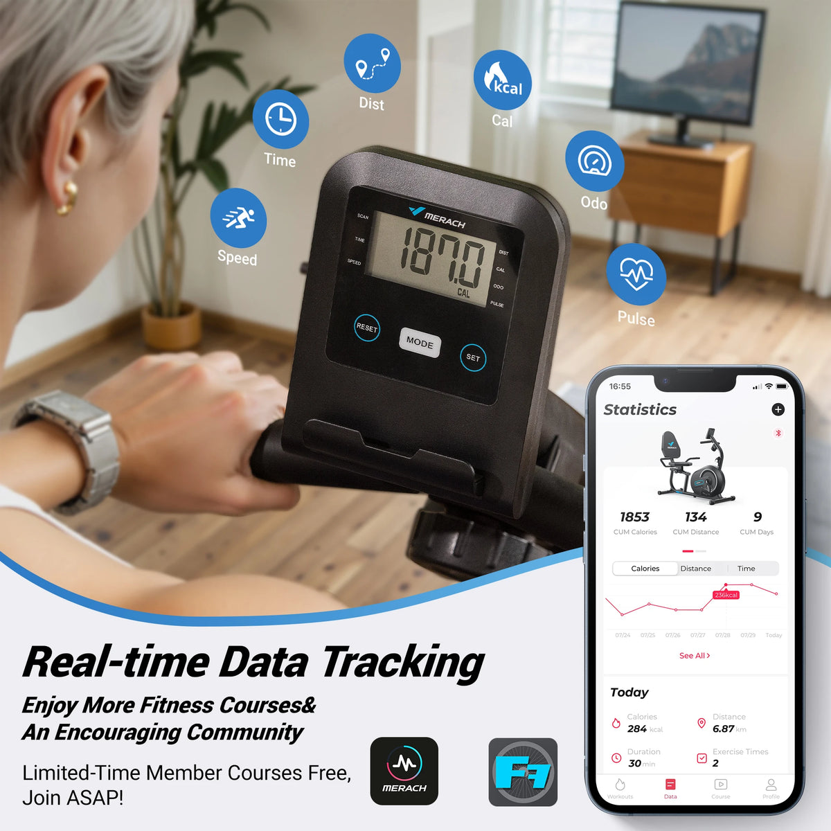 MERACH Magnetic Recumbent Exercise Bike With Bluetooth Connectivity