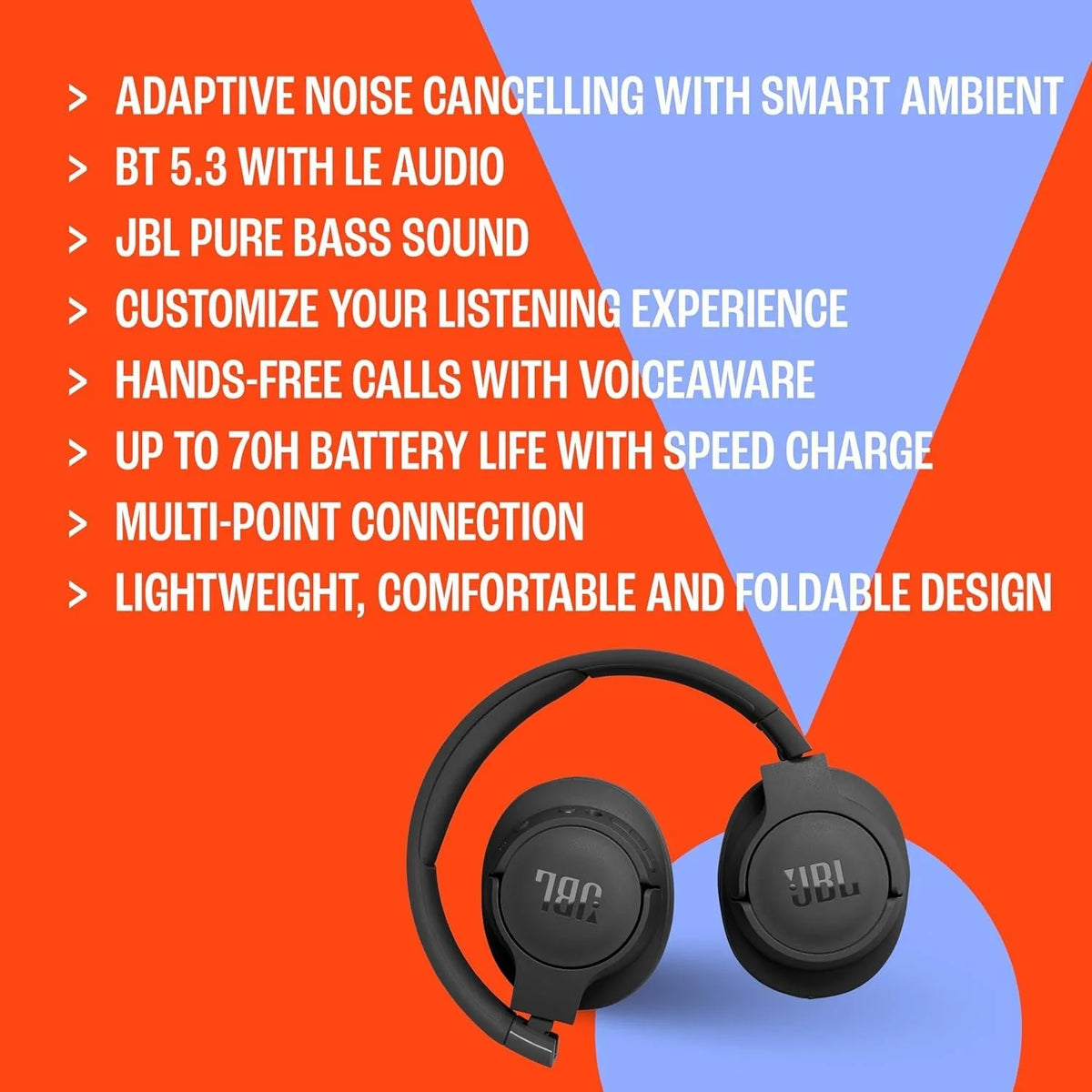 JBL Tune 770NC Wireless Headphones Adaptive Noise Cancelling Bluetooth