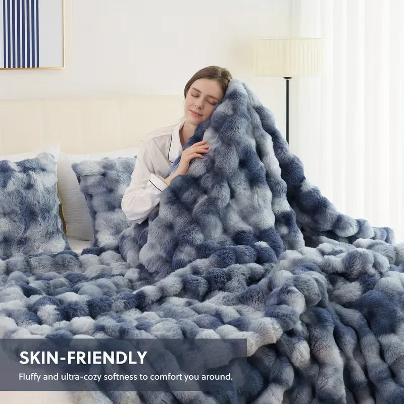 Rosekind Ultra Soft Faux Fur Rabbit Blanket For Home Decor