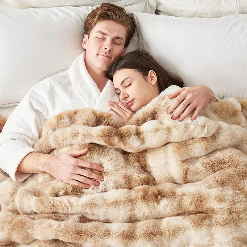 Rosekind Ultra Soft Faux Fur Rabbit Blanket For Home Decor