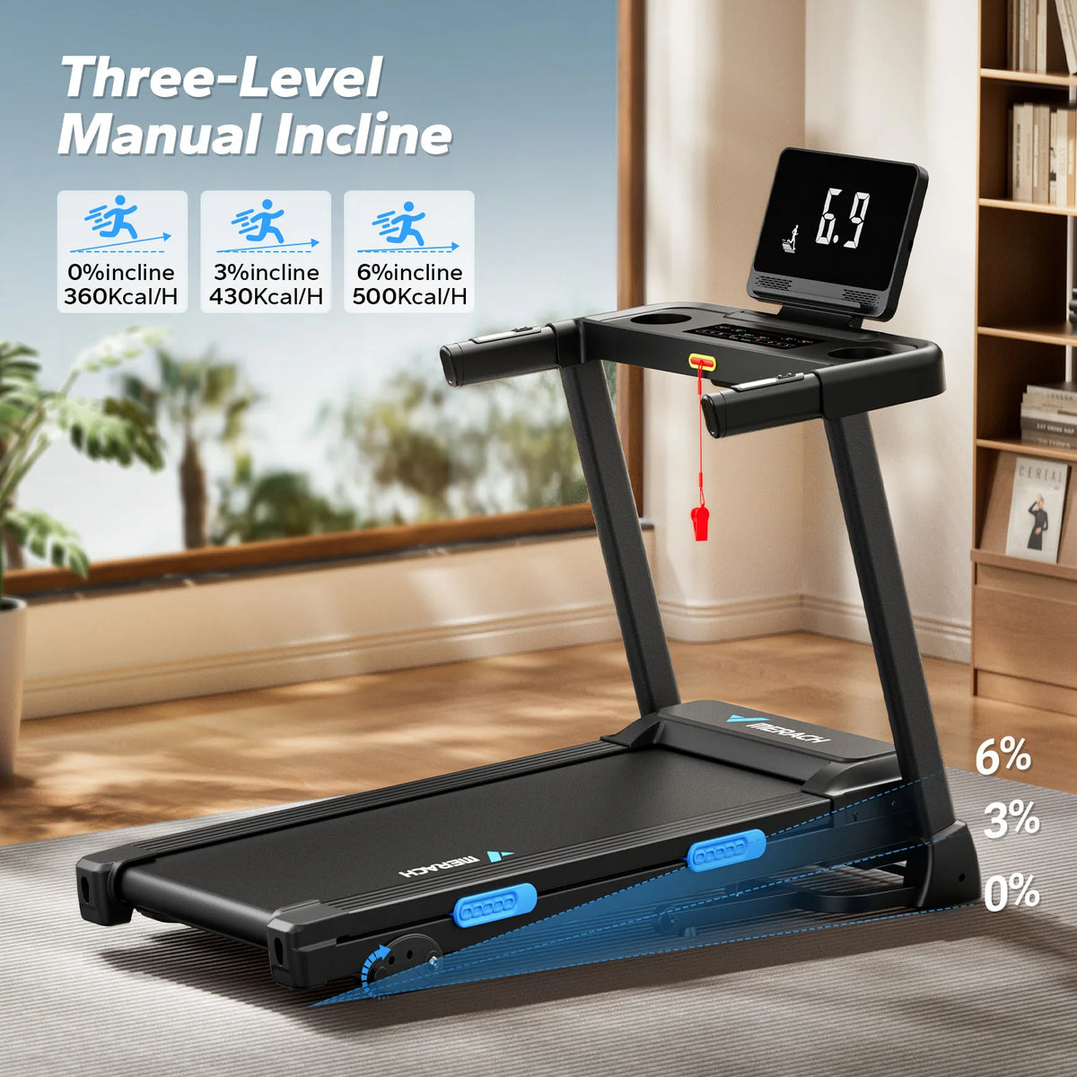 Merach Foldable Treadmill With Incline And Heart Rate Monitoring