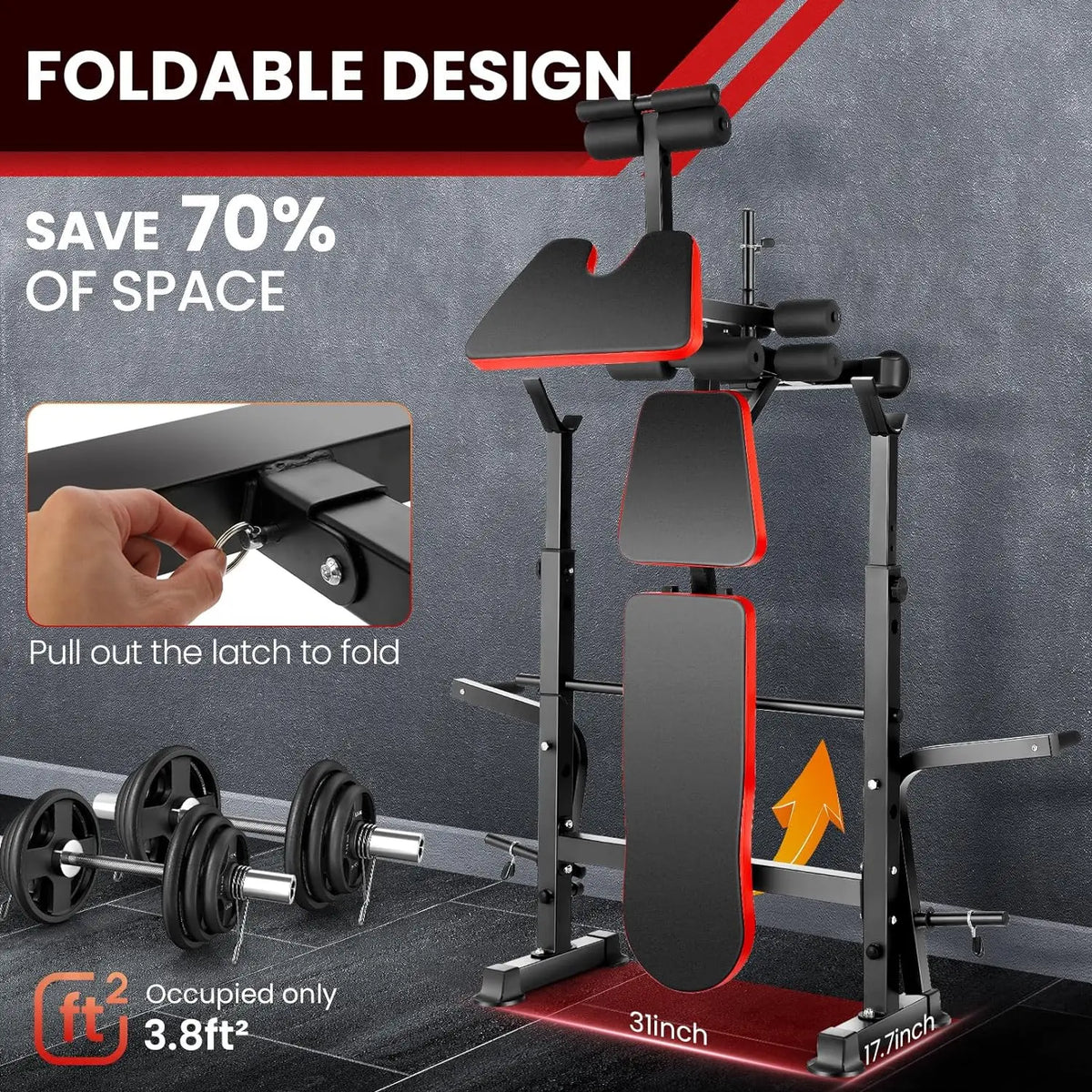 6 In 1 Weightlifting Bench Set With Squat Rack Incline