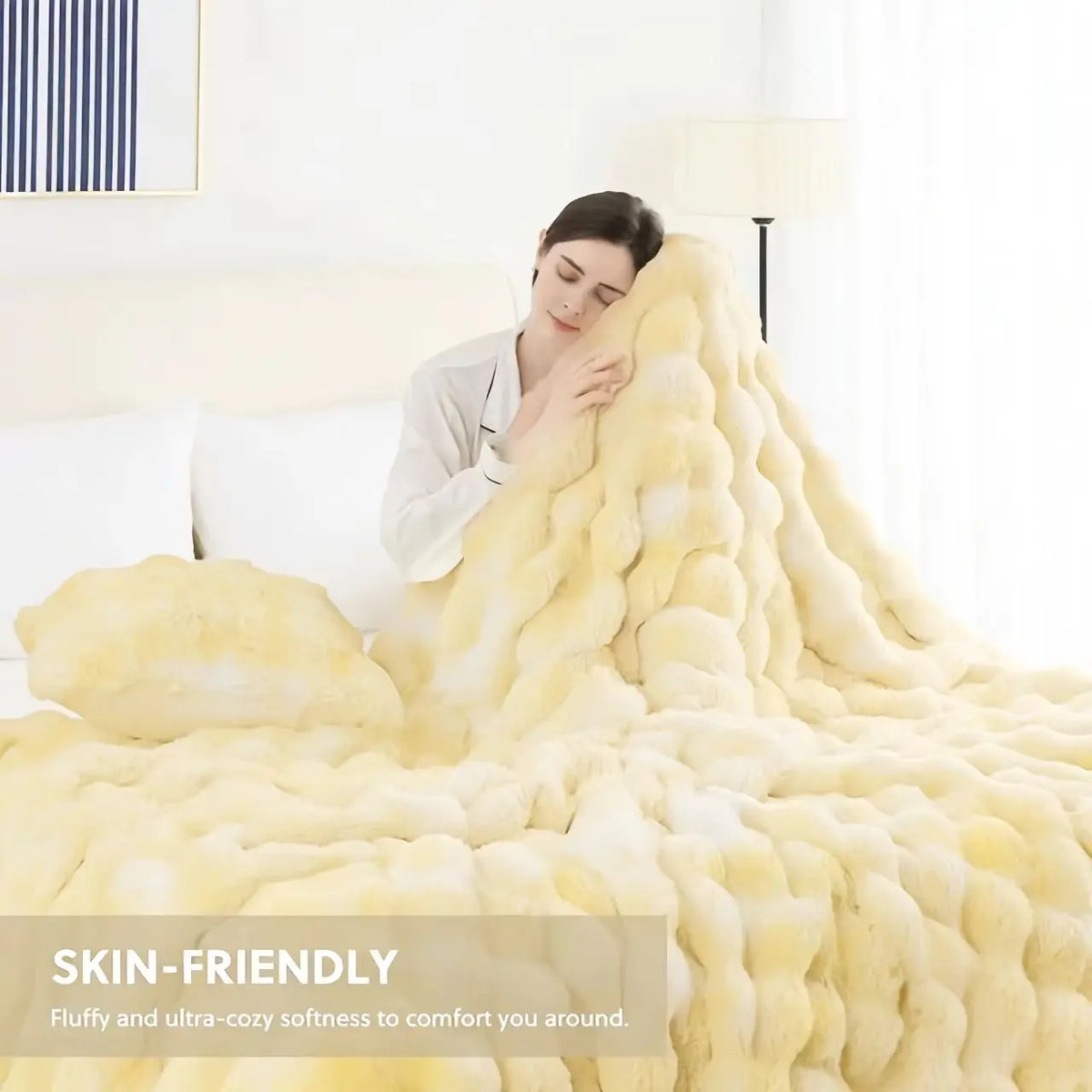 Rosekind Ultra Soft Faux Fur Rabbit Blanket For Home Decor