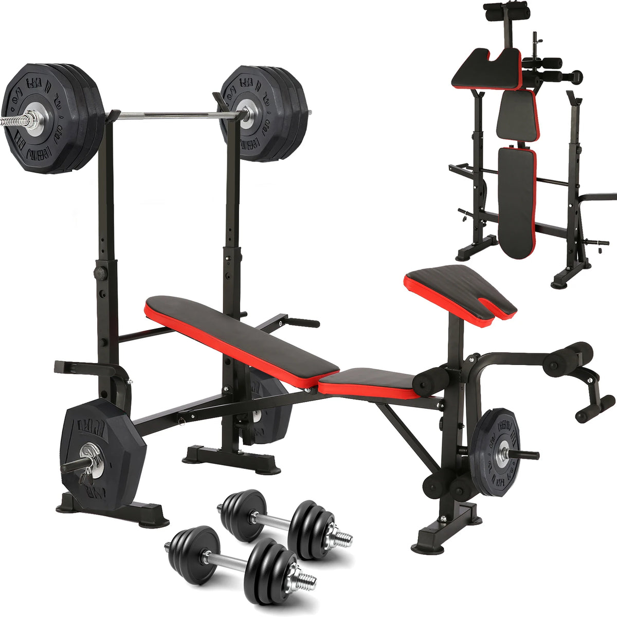 6 In 1 Weightlifting Bench Set With Squat Rack Incline