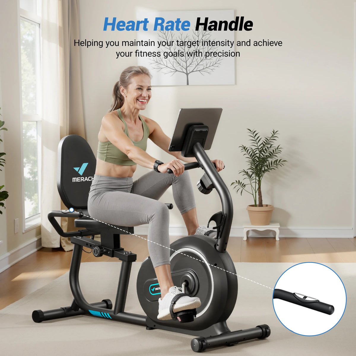 MERACH Magnetic Recumbent Exercise Bike With Bluetooth Connectivity