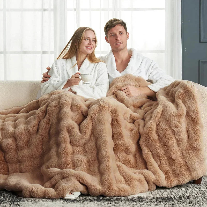 Rosekind Ultra Soft Faux Fur Rabbit Blanket For Home Decor