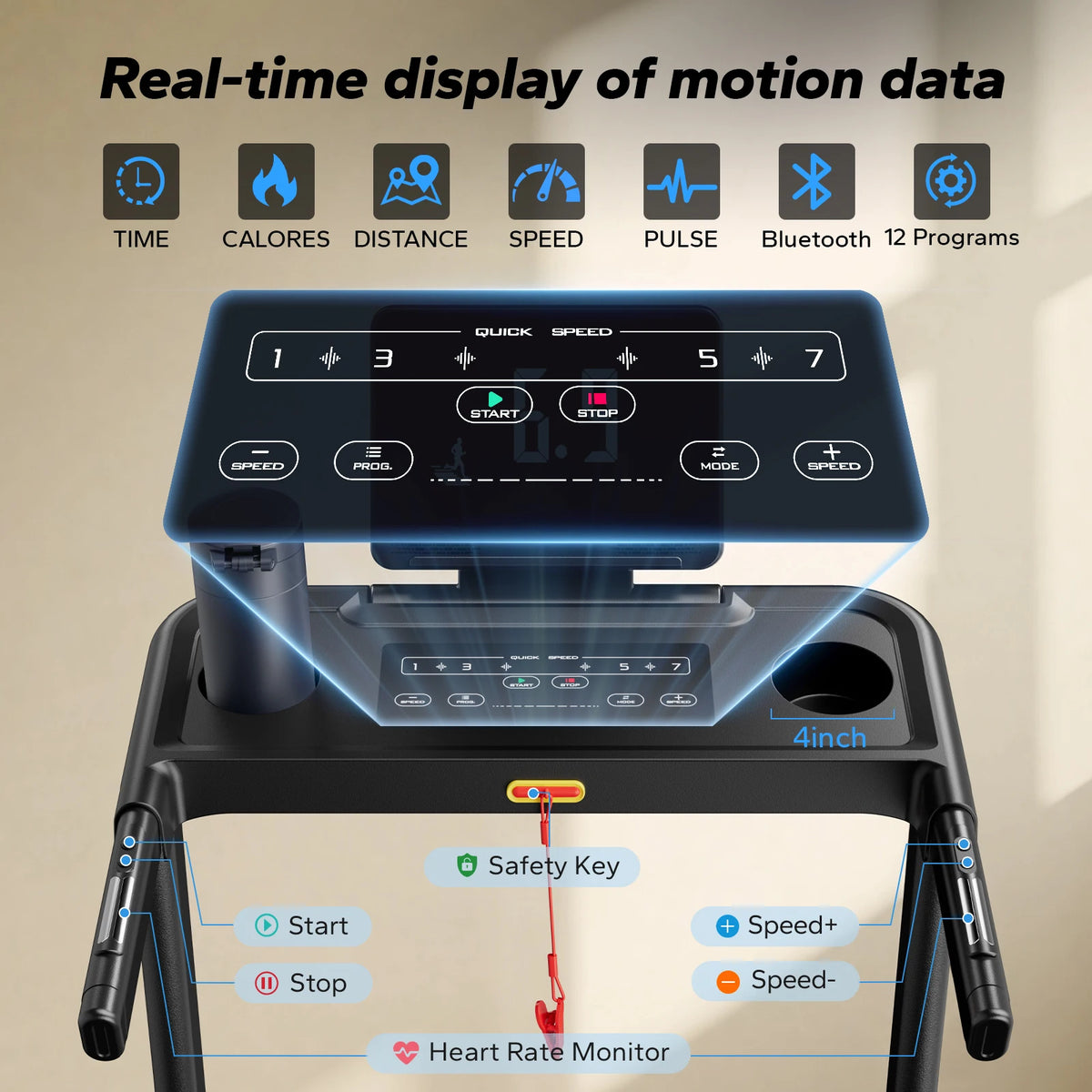 Merach Foldable Treadmill With Incline And Heart Rate Monitoring