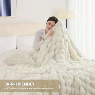 Rosekind Ultra Soft Faux Fur Rabbit Blanket For Home Decor