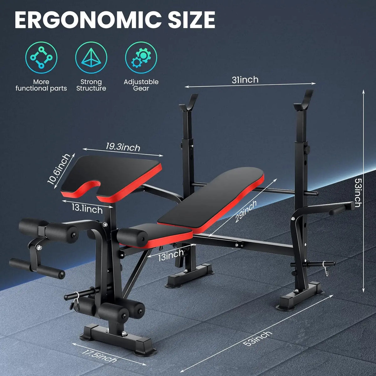 6 In 1 Weightlifting Bench Set With Squat Rack Incline