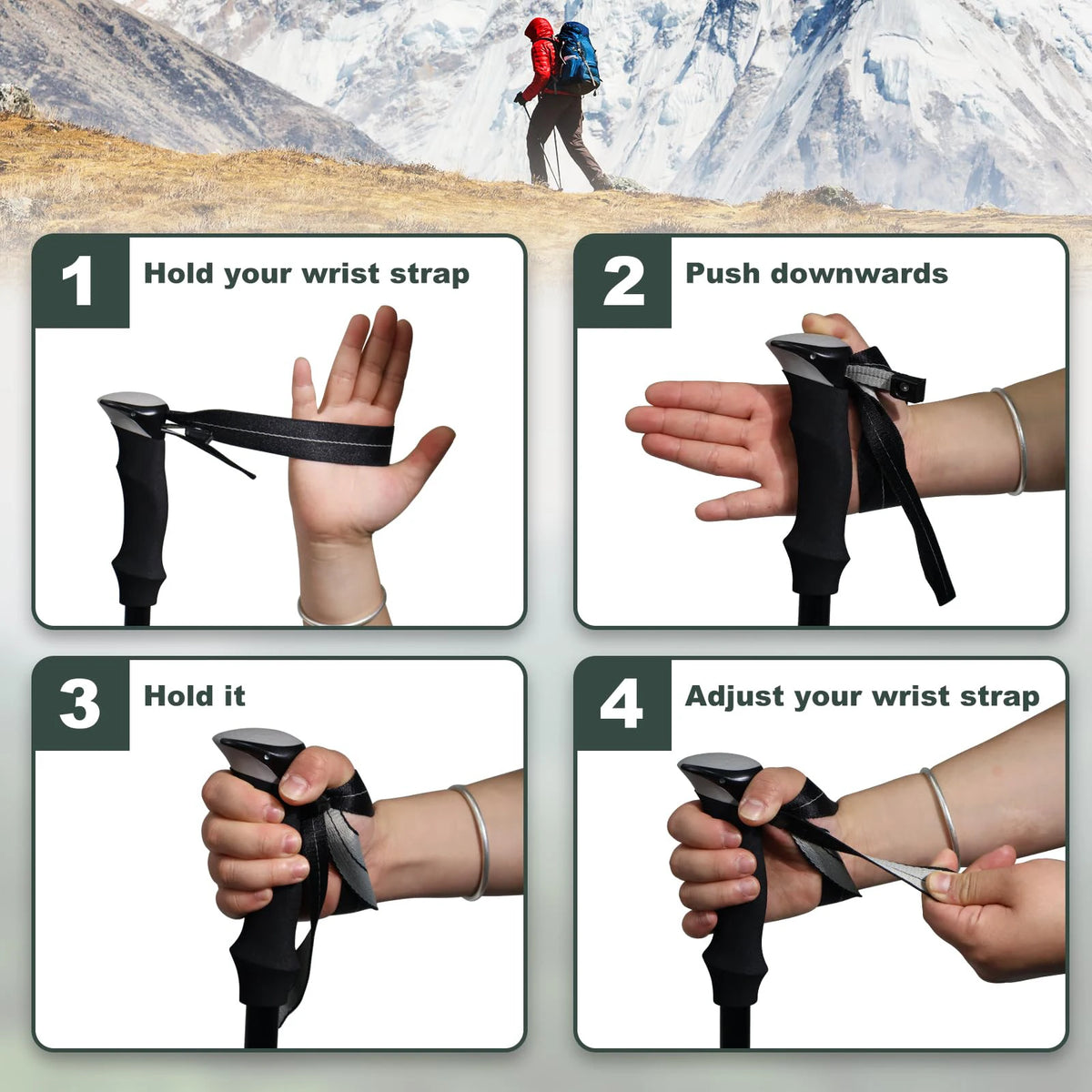 Ultralight Aluminum Alloy Five Section Folding Trekking Pole