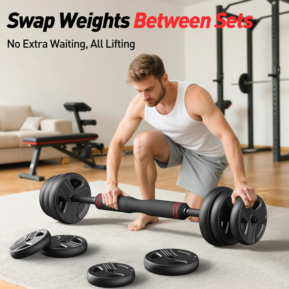 FED Fitness Adjustable Multi Function Dumbbell And Barbell Set