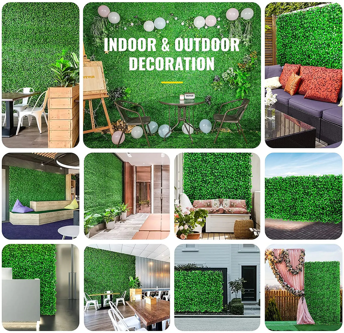 SucceBuy Artificial Boxwood Hedge Wall Panel Fake Grass Screen