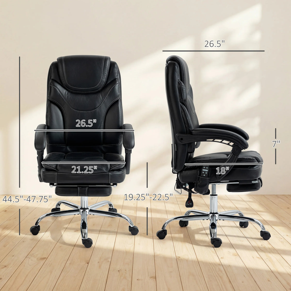 Six Point Vibration Massage Office Chair With Heated Footrest