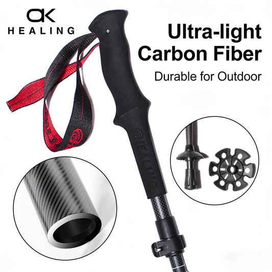 Okhealing Ultralight Carbon Fiber Folding Trekking Poles For Outdoor Hiking