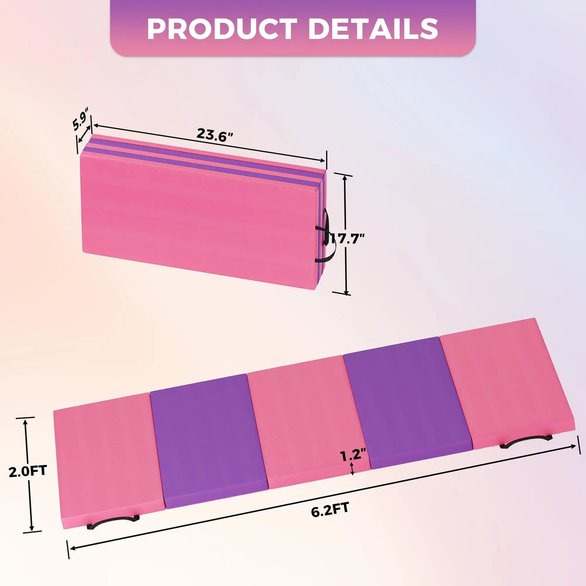 HiMISS Portable Folding Gymnastics Exercise Mat For Home Yoga Fitness