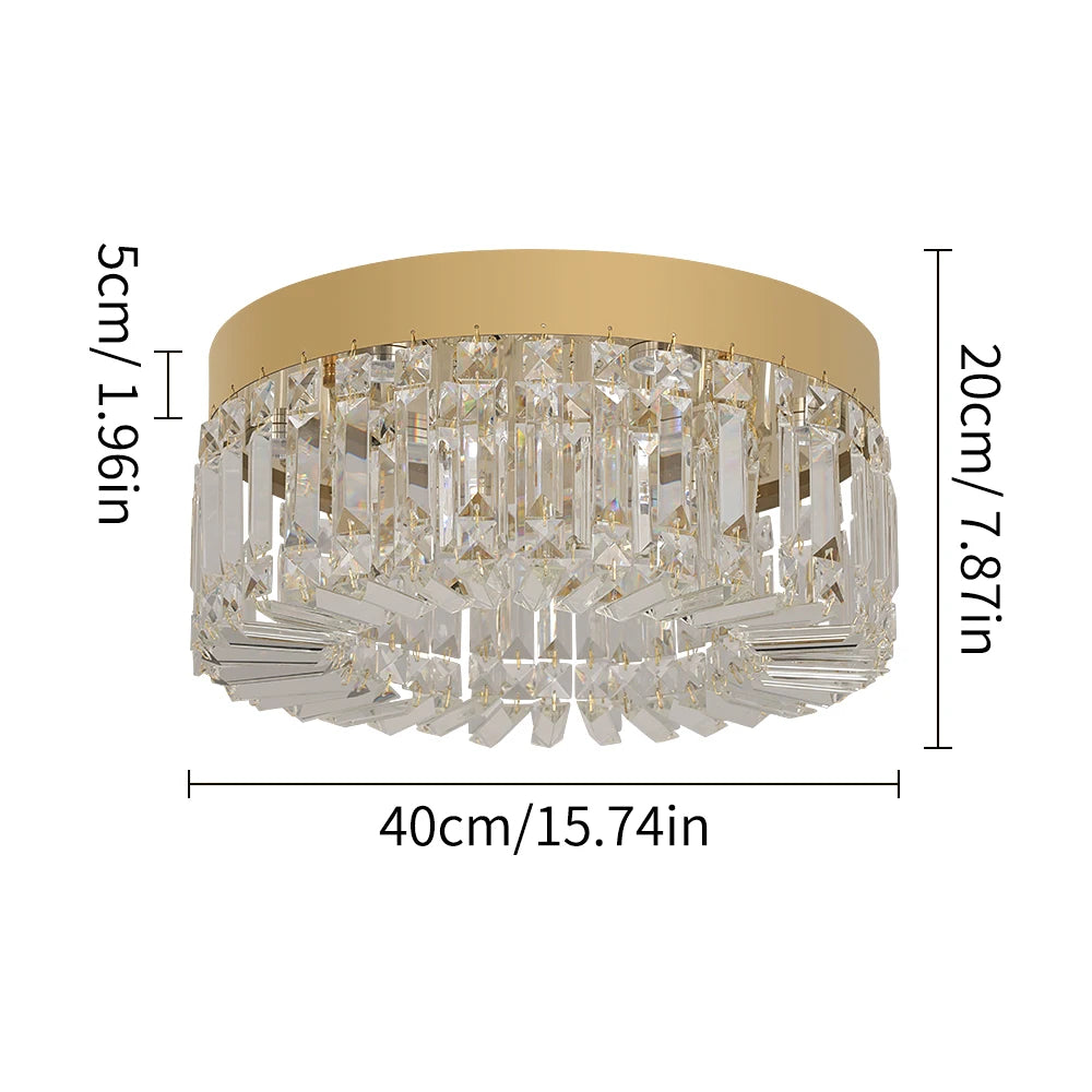 VETRULUS Gold Crystal Ceiling Lamp Modern LED Chandelier For Living Room