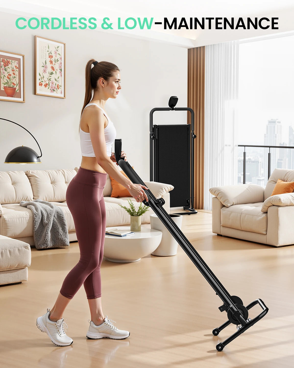 Akluer Motorless Treadmill With Adjustable Incline And LCD Display