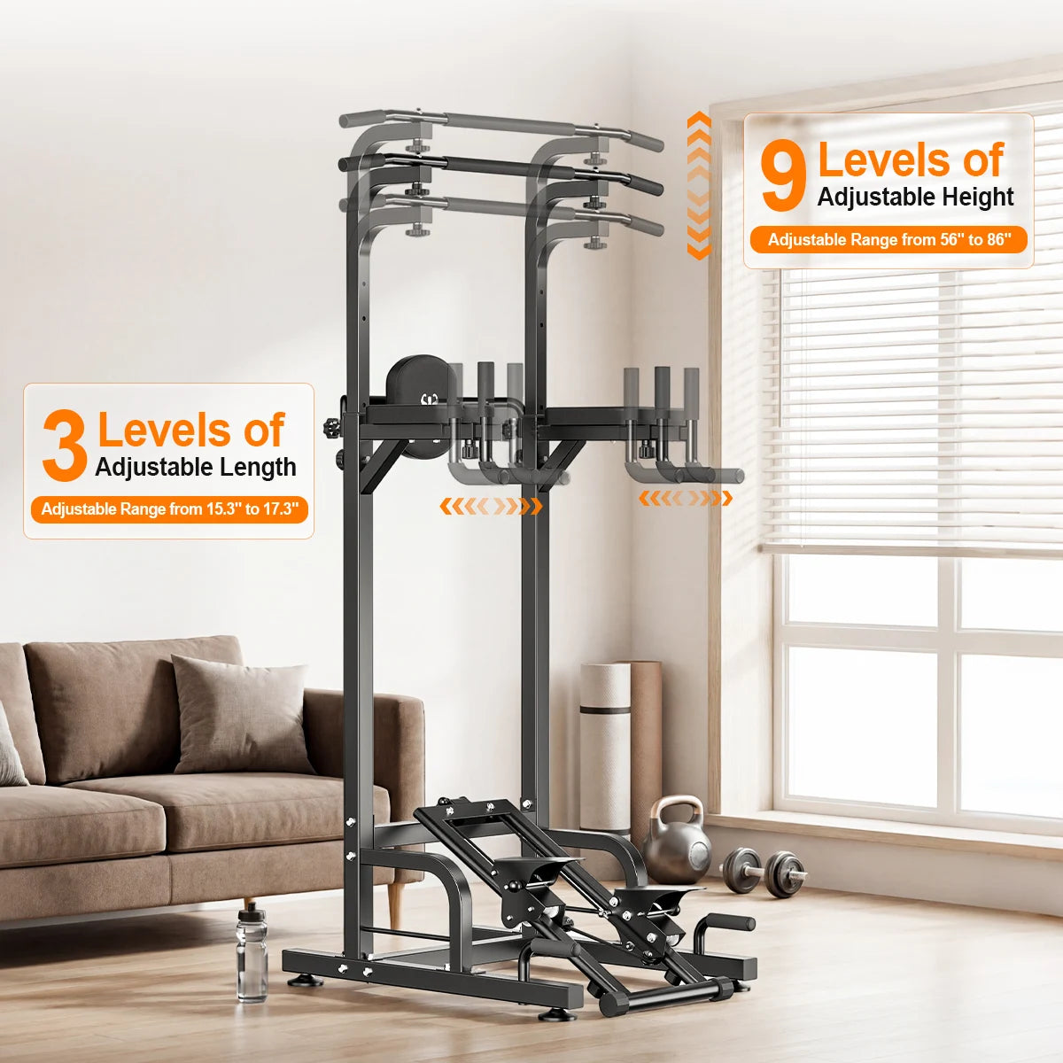 Relife Multifunctional Power Tower Pull Up Dip Station With Stepper