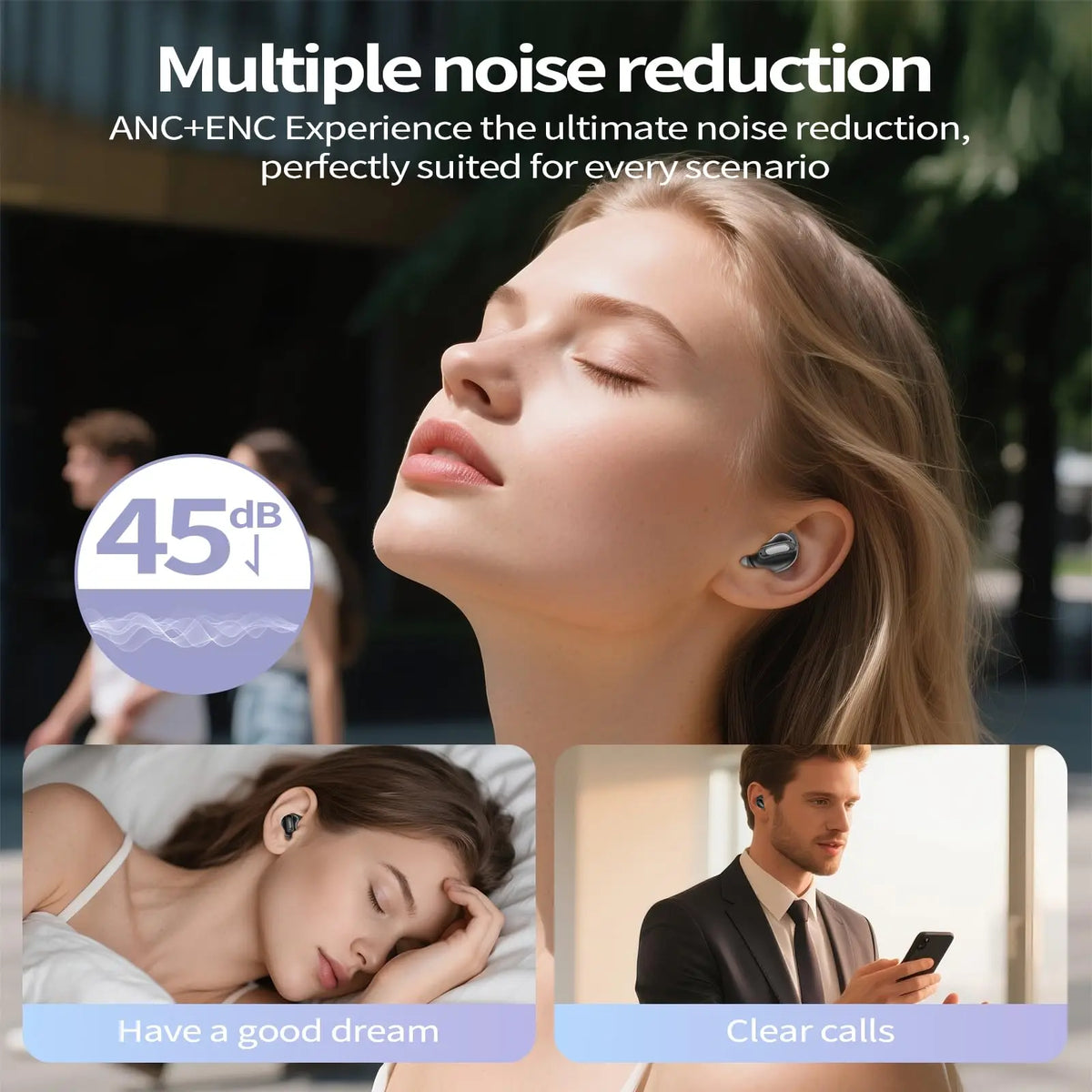 Kuizil Mini Sleep Earbuds ANC Noise Canceling Bluetooth 48H Battery