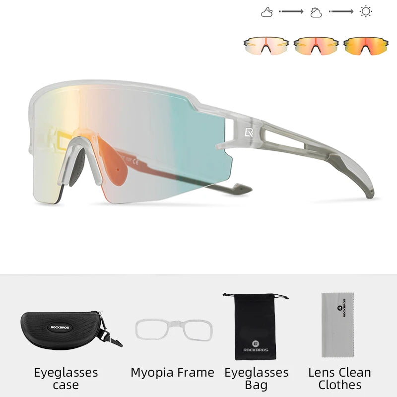 RockBros Photochromic Cycling Glasses UV400 Sunglasses for MTB Road