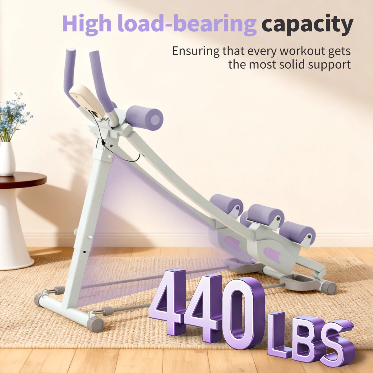 Abdominal Curling Exercise Machine Adjustable Dual Track Foldable Home Gym