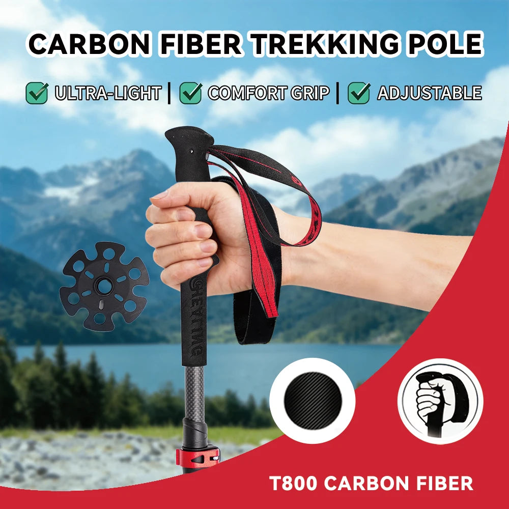 Okhealing Ultralight Carbon Fiber Folding Trekking Poles For Outdoor Hiking