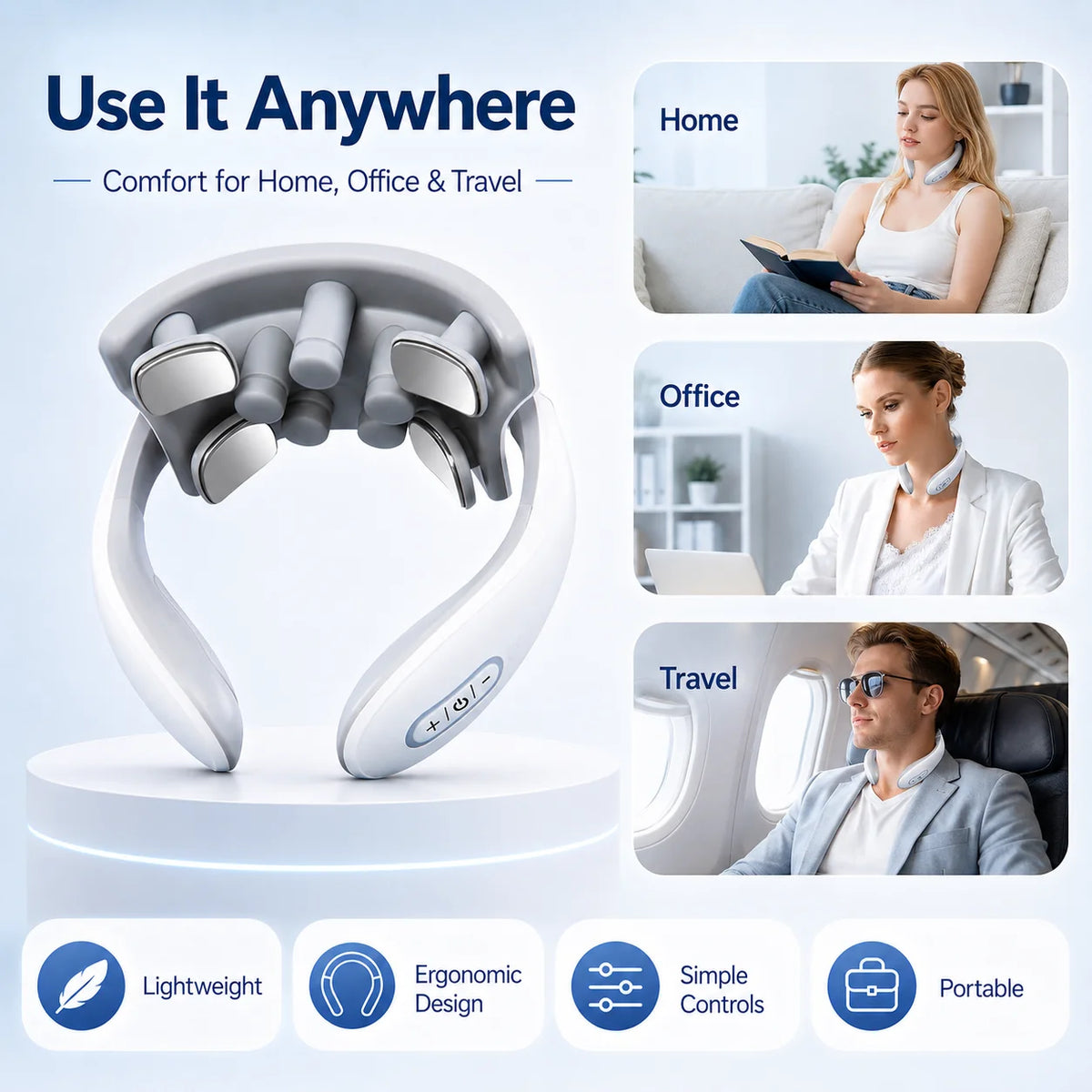 Paquin Ergonomic Neck Massager With Five Massage Modes And Portability