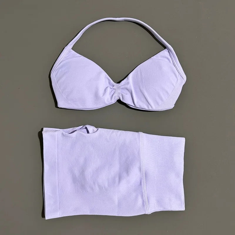 Histello Women Seamless Two Piece Yoga Gym Fitness Set