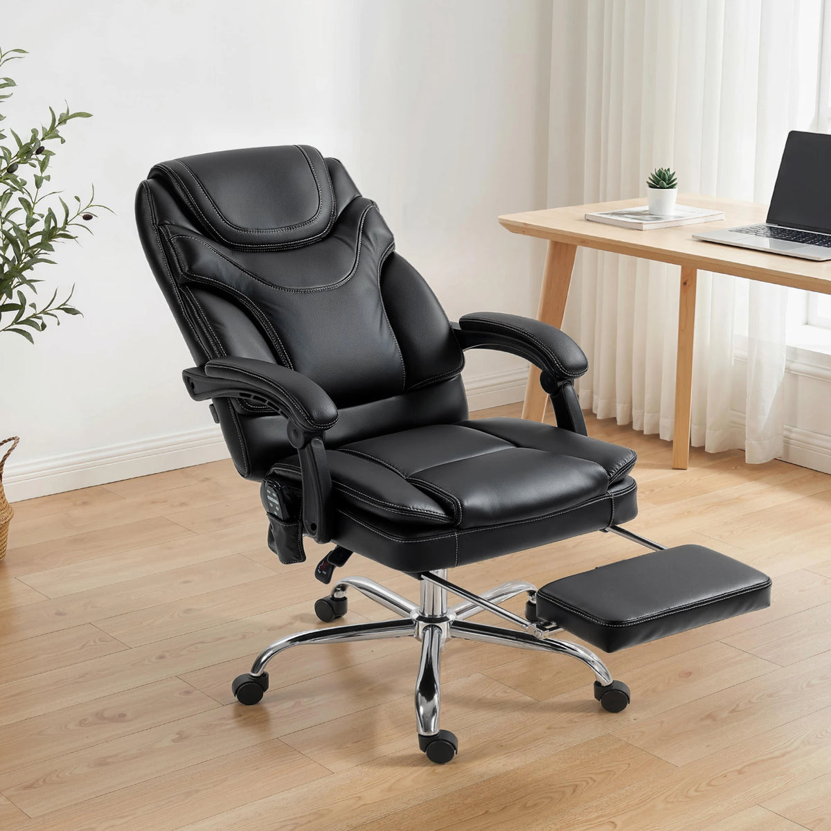 Six Point Vibration Massage Office Chair With Heated Footrest