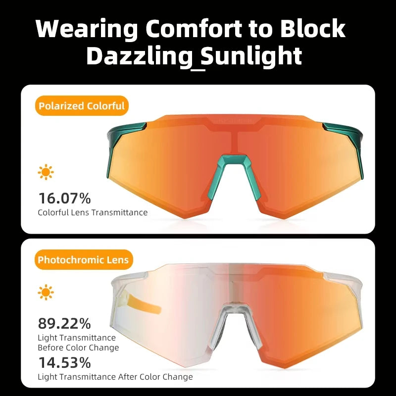 ROCKBROS Bicycle Glasses Photochromic Polarized Lens Adjustable Nose Support Myopia Frame Sports Men Women Cycling Goggle