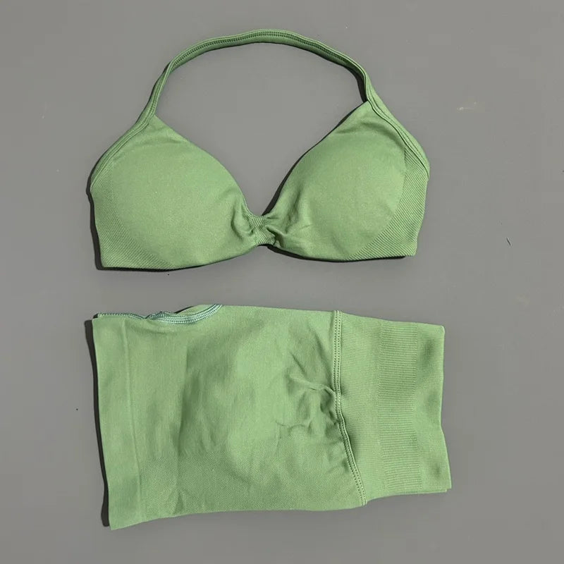 Histello Women Seamless Two Piece Yoga Gym Fitness Set