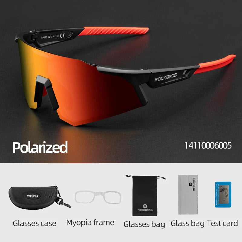 ROCKBROS Bicycle Glasses Photochromic Polarized Lens Adjustable Nose Support Myopia Frame Sports Men Women Cycling Goggle