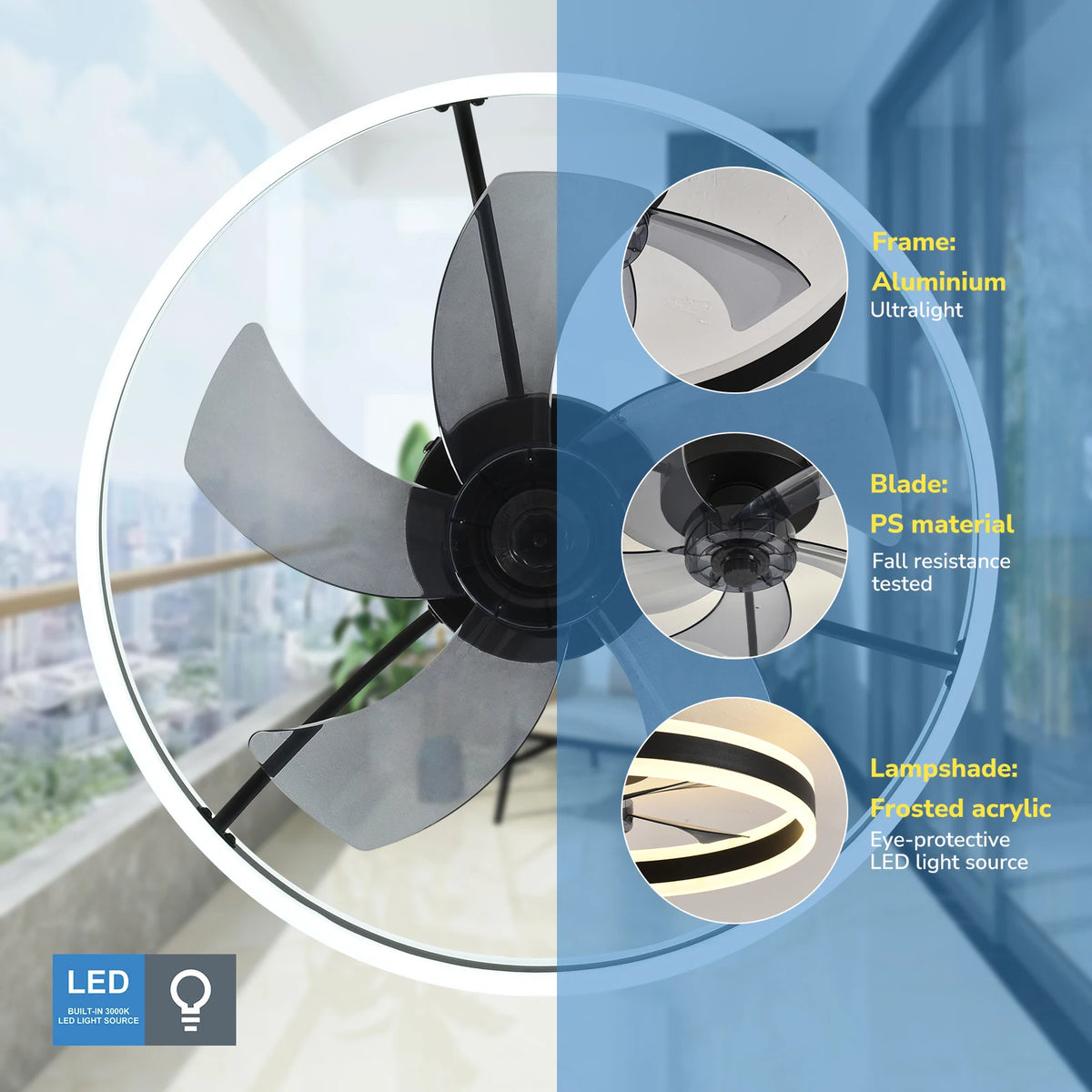 Orison Modern Indoor Ceiling Fan With Remote Control