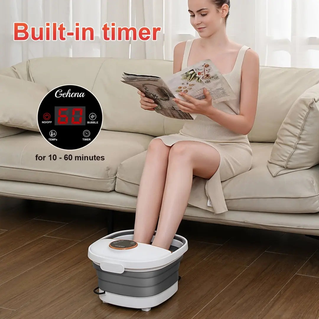 Collapsible Foot Spa Massager Electric Foldable Soaker Tub Remote Control
