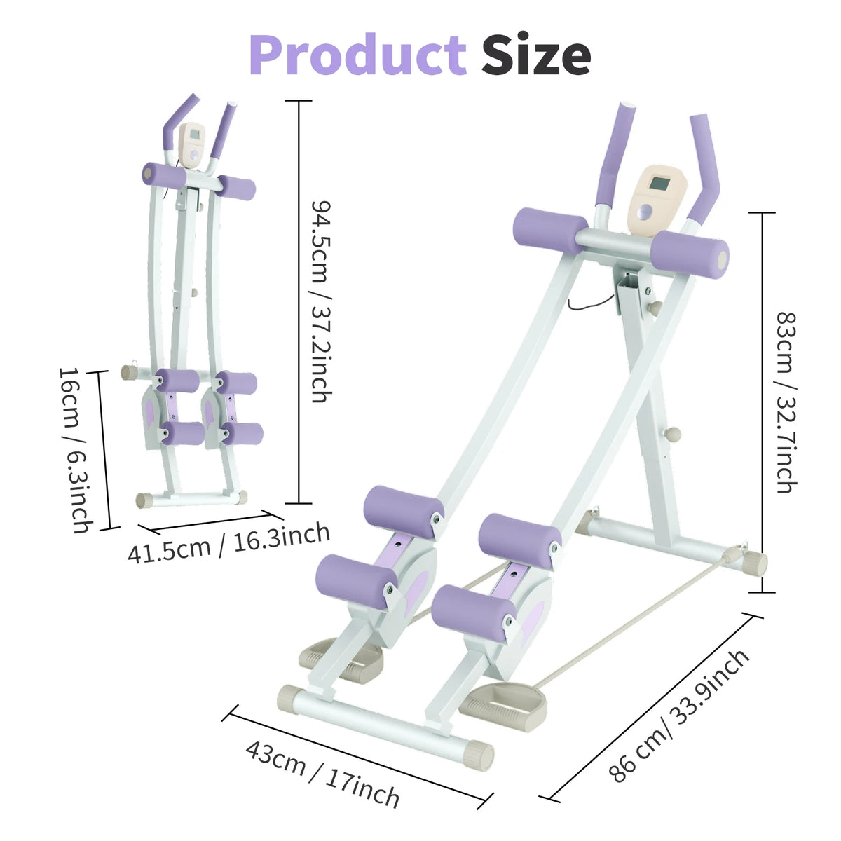 Abdominal Curling Exercise Machine Adjustable Dual Track Foldable Home Gym