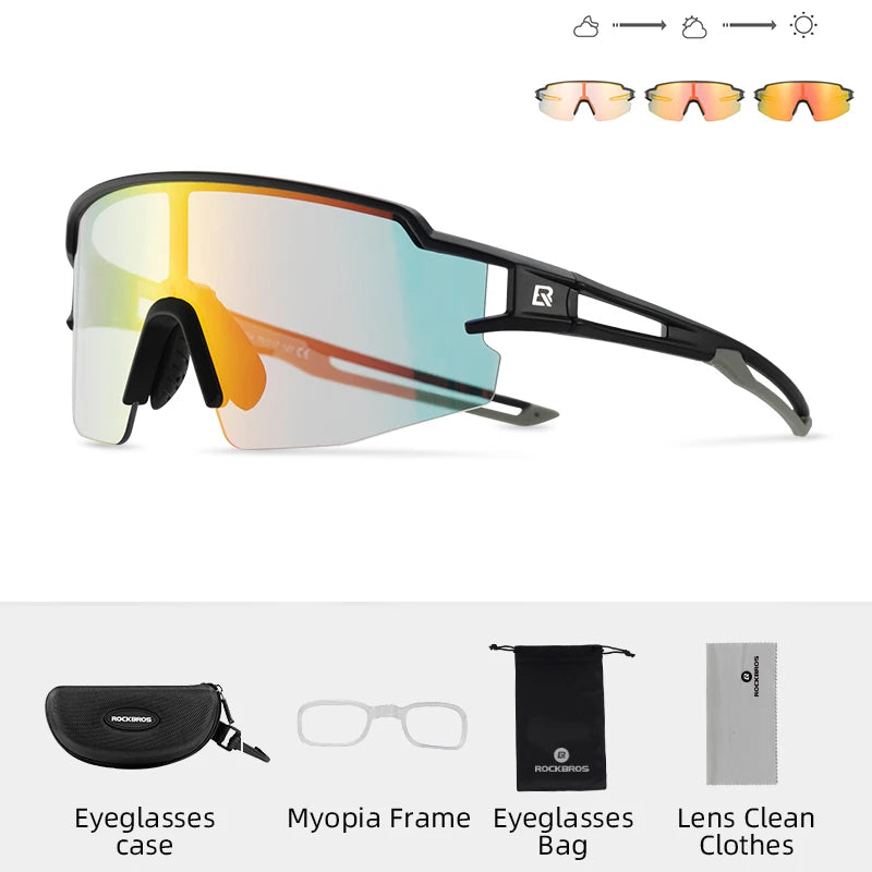 RockBros Photochromic Cycling Glasses UV400 Sunglasses for MTB Road