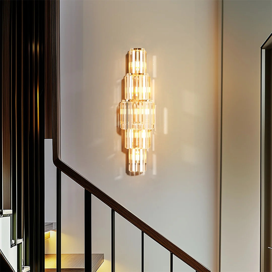 Modern Crystal Wall Lamp 3 Layer Sconce Light E14 LED