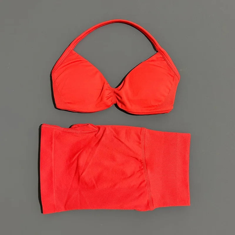 Histello Women Seamless Two Piece Yoga Gym Fitness Set