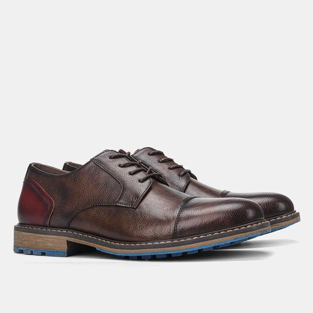 Hecrafted Men Casual Lace Up Leather Oxford Derby Shoes